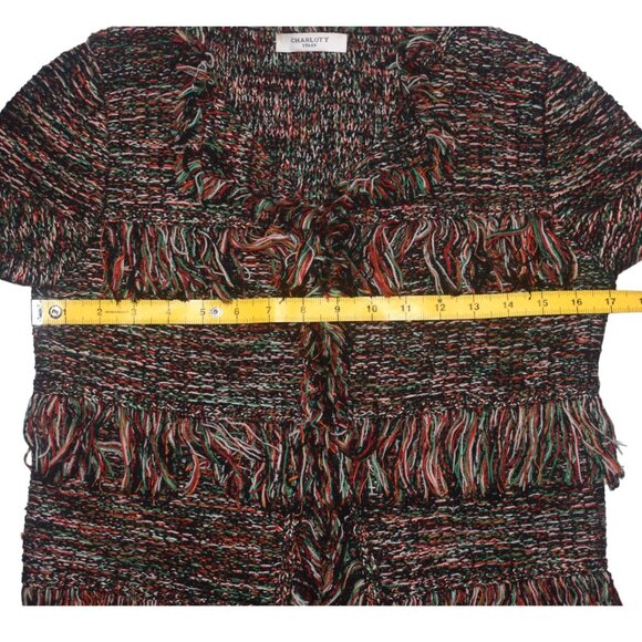 Charlott Italy Knit Cardigan Fringe Accents S - Picture 8 of 9